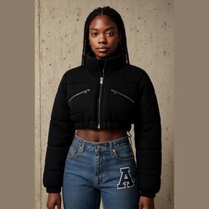 Brand New Black Shane Justin Puffer Half Jacket  - Size XS